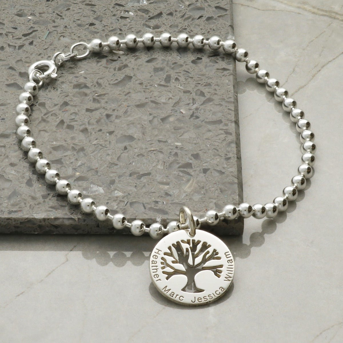 Sterling Silver Engraved Tree Of Life Charm Bracelet or Anklet & Chain Choice - Love Silver Jewellery