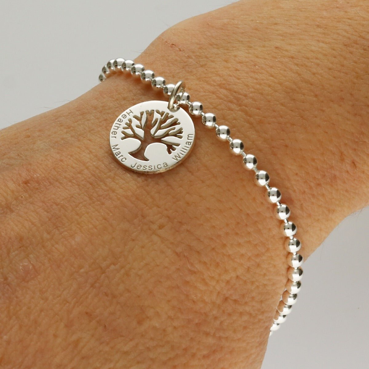 Sterling Silver Engraved Tree Of Life Charm Bracelet or Anklet & Chain Choice - Love Silver Jewellery