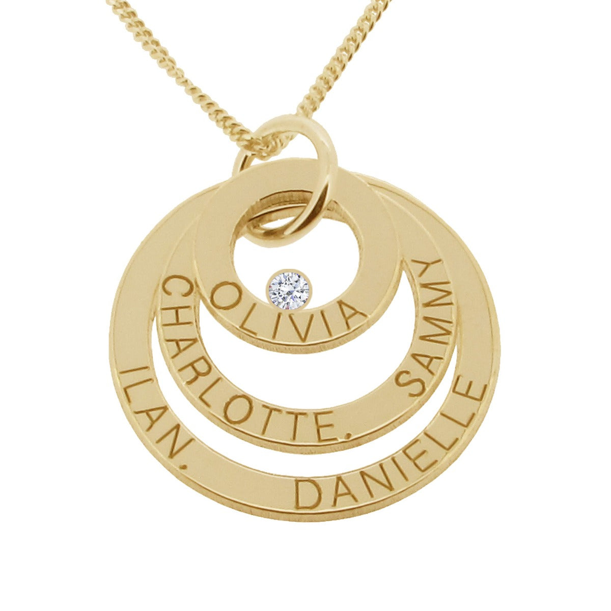 9ct Yellow Gold Vermeil Engraved Triple Disc