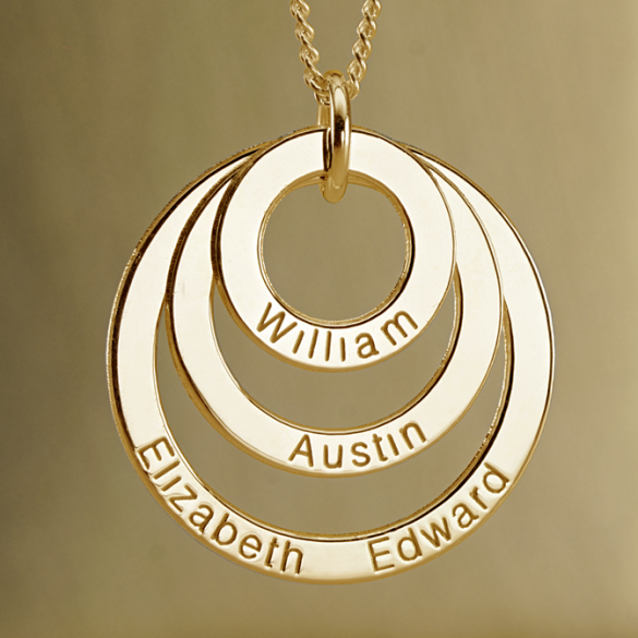 9ct Yellow Gold Triple Disc Personalised Family Necklace