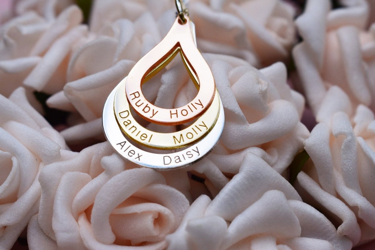 Three Colour Gold Plated Triple Tear Drop Family Necklace - Love Silver Jewellery