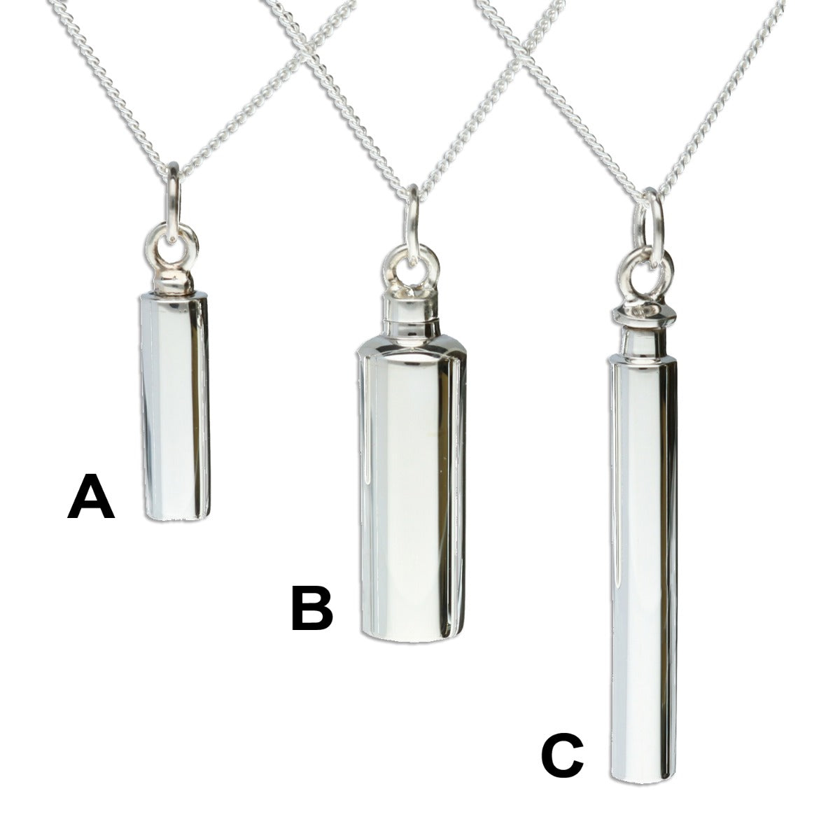Sterling Silver Urn Cremation Ashes Pendants With Optional Engraving & Chain
