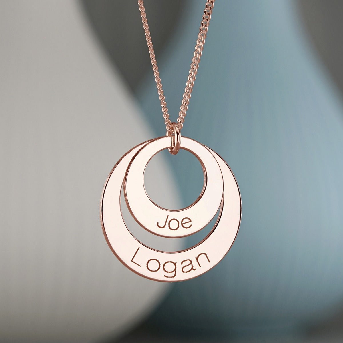 9ct Solid Rose Gold Engraved Double Disc Pendant & Optional Chain - Love Silver Jewellery