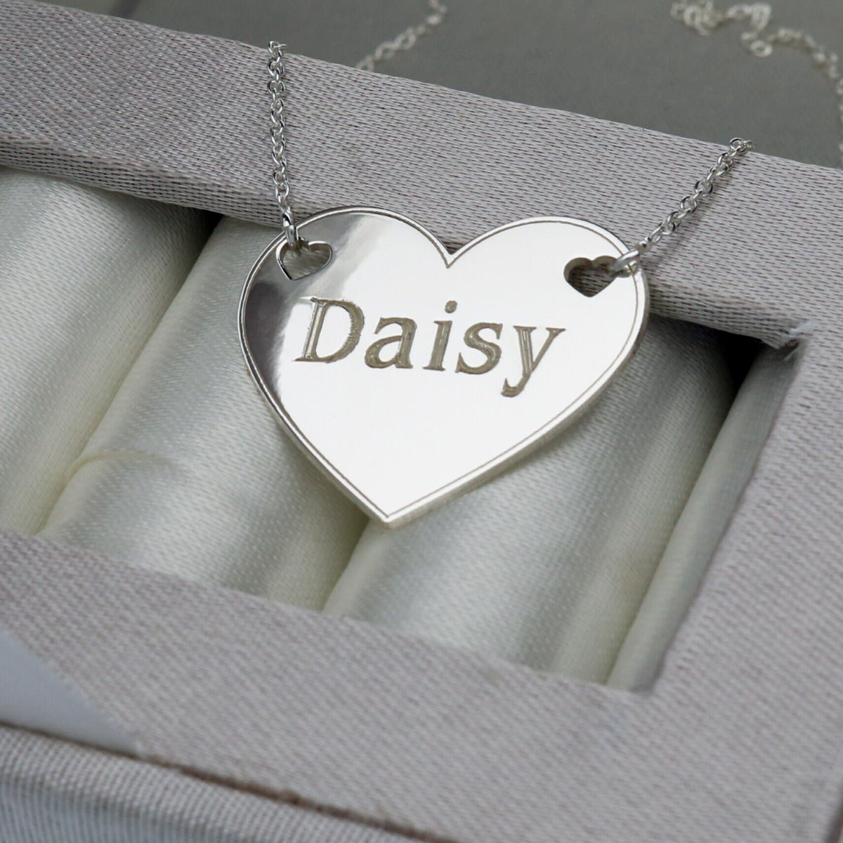 Sterling Silver Valentines Heart Pendant Necklace With Optional Engraving - Love Silver Jewellery