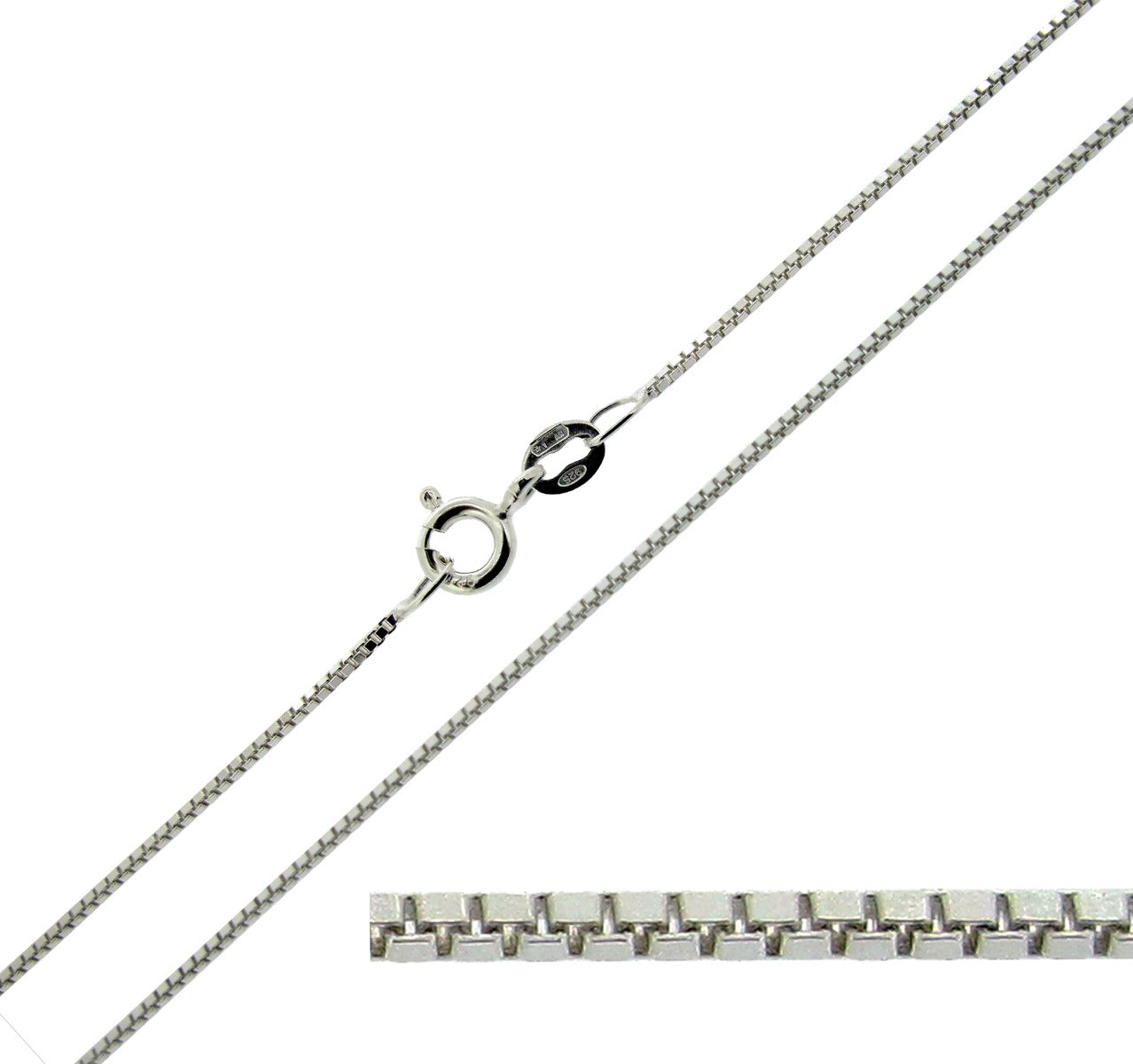 9ct White Gold 0.7mm Box Chain