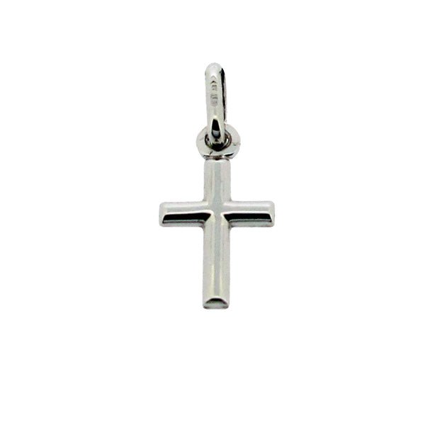 9ct Solid White Gold Small Cross Pendant & Optional Chain - Love Silver Jewellery