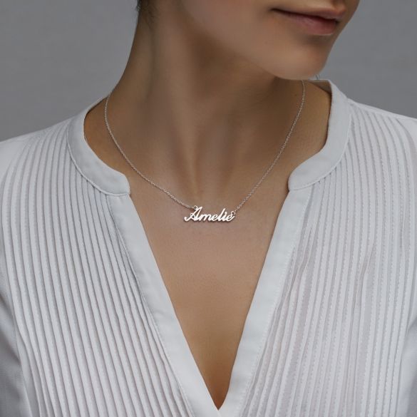 Sterling Silver Carrie Style Personalised Name Necklace with Tarnish Resistant Coating