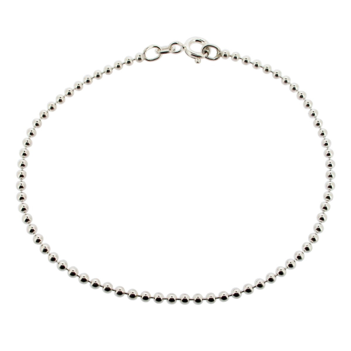 Sterling Silver 2mm Bead Anklet