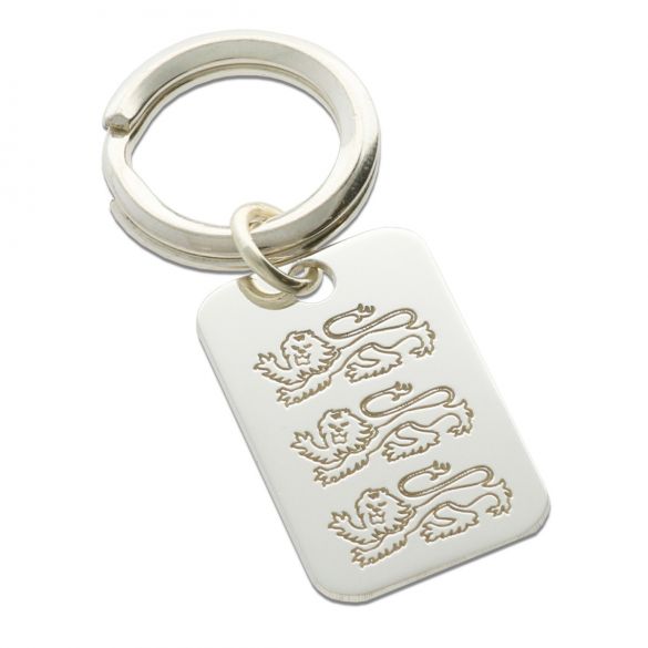 Sterling Silver Engraved Three Lions England Keyring With Optional Engraving