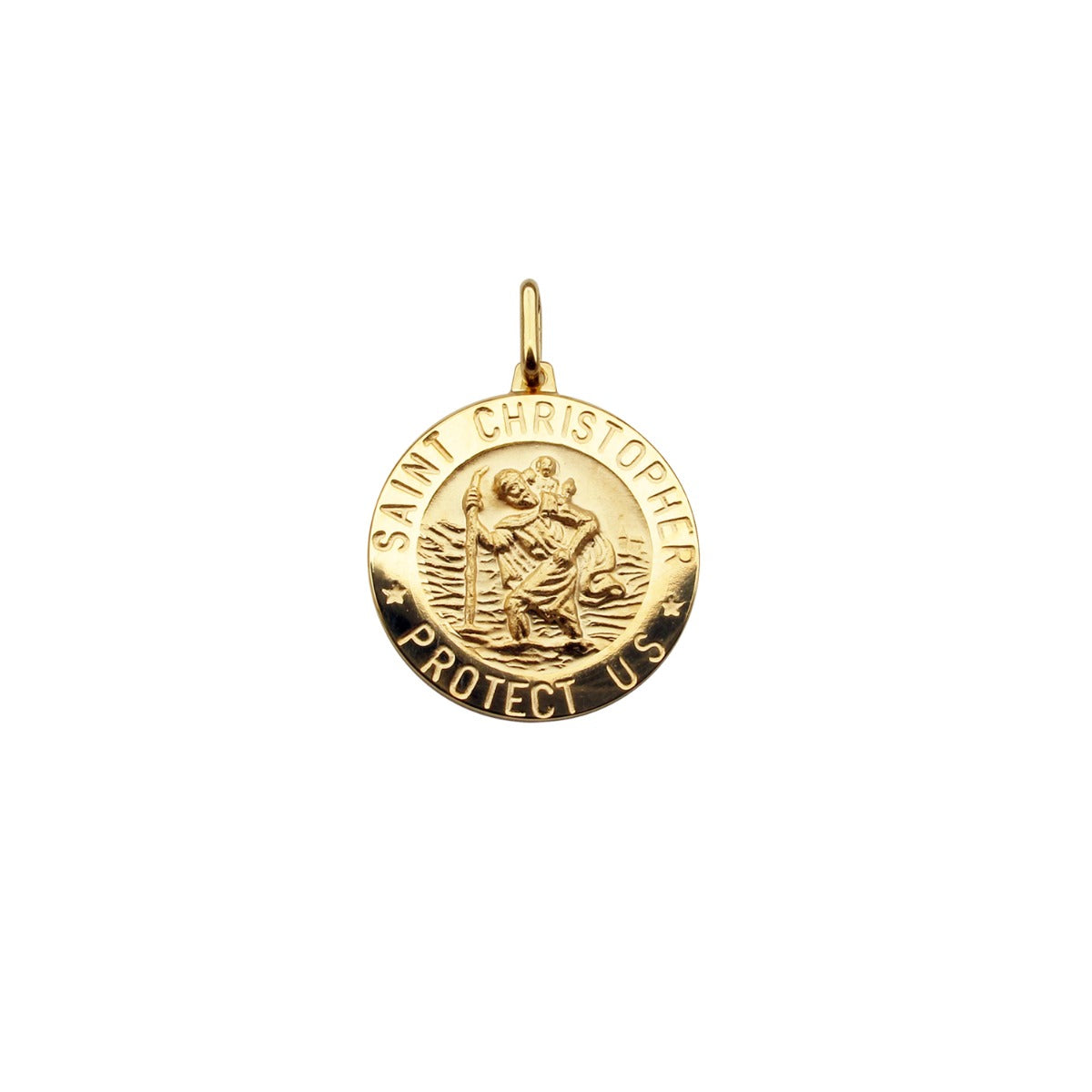 9ct Yellow Gold 12mm 3D St Christopher Pendant With Engraving & Chain