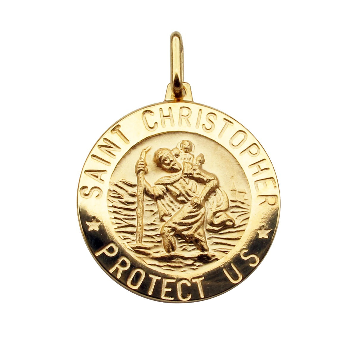 9ct Yellow Gold 21mm 3D St Christopher Pendant With Optional Engraving and Chain