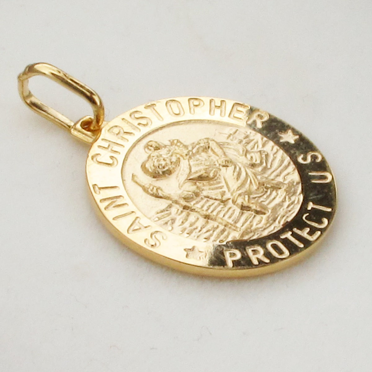 9ct Yellow Gold 21mm 3D St Christopher Pendant With Optional Engraving and Chain