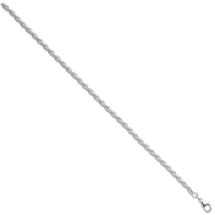 Sterling Silver Ladies 3mm Rope Bracelet