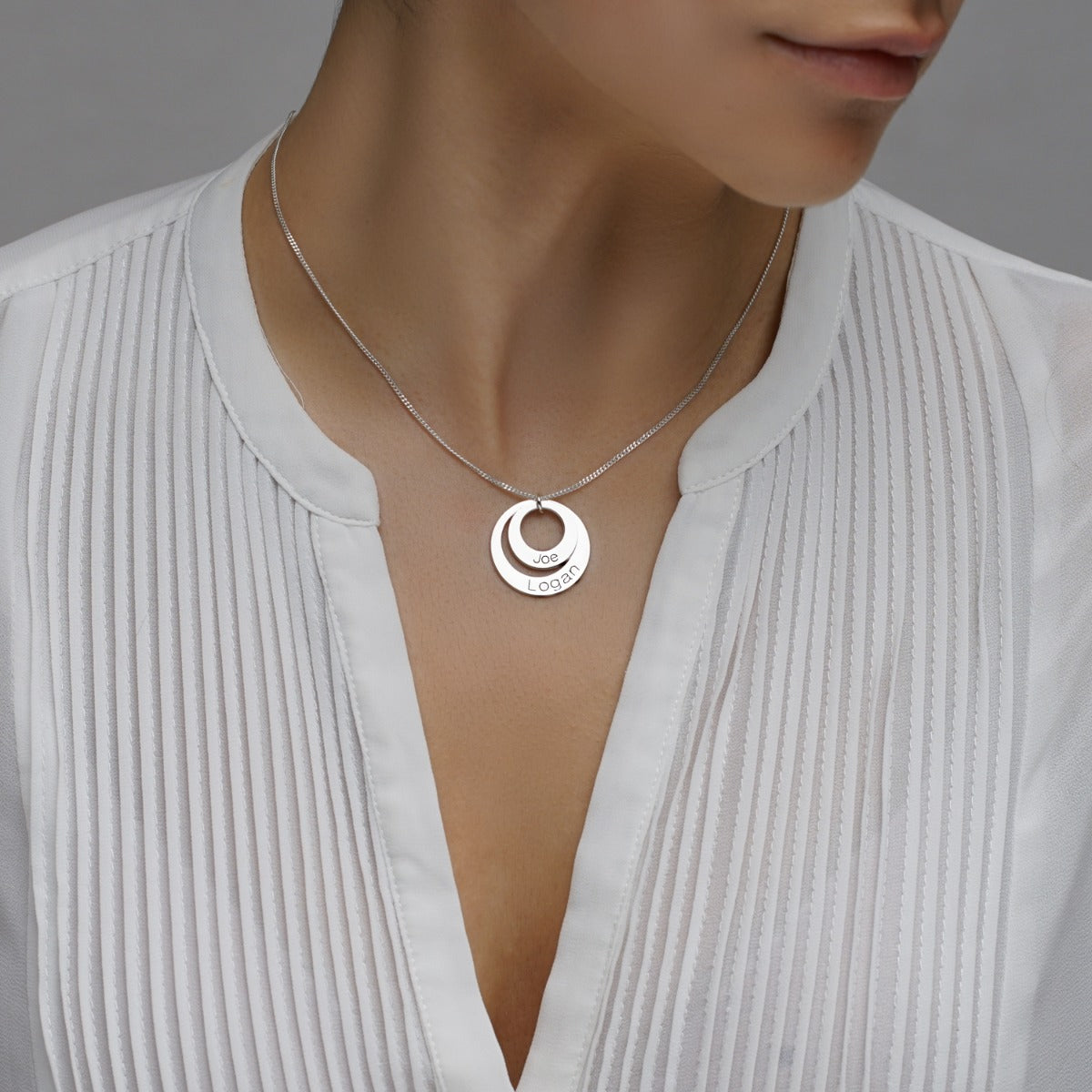 Sterling Silver Engraved Double Disc Pendant & Optional Chain
