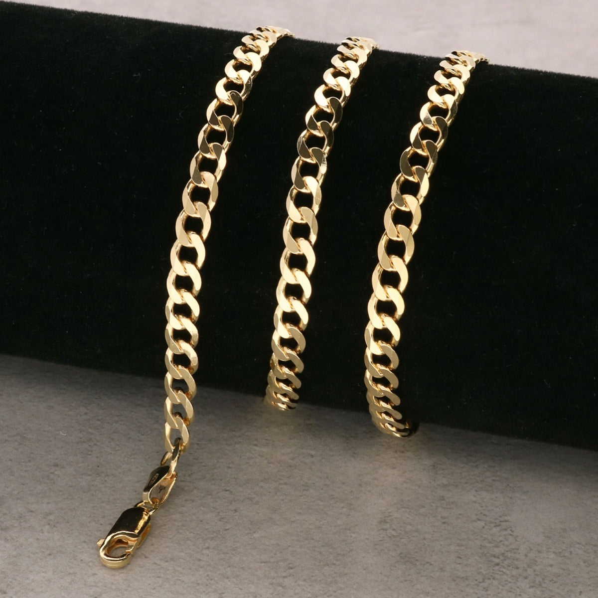Yellow Gold Vermeil 5.2mm Diamond Cut Curb Chain