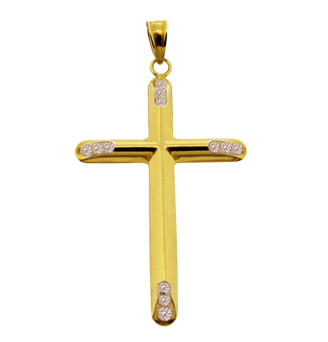 9ct Yellow Gold Vermeil on Sterling Silver CZ Set Cross Pendant