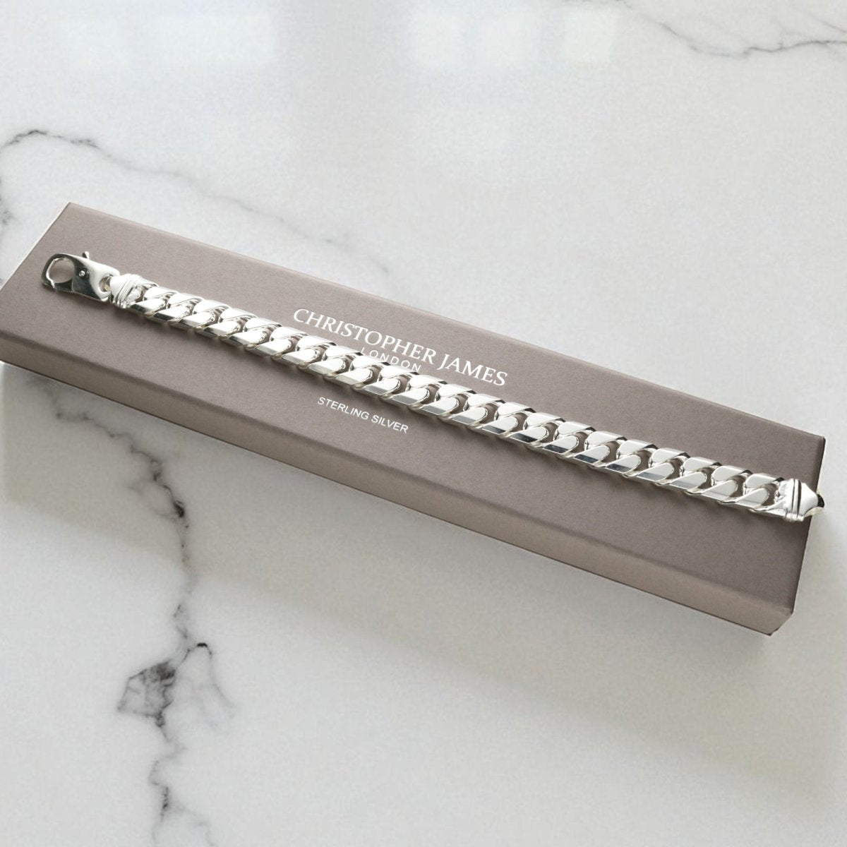 Sterling Silver Mens 2oz Chunky Curb Link Bracelet - Love Silver Jewellery