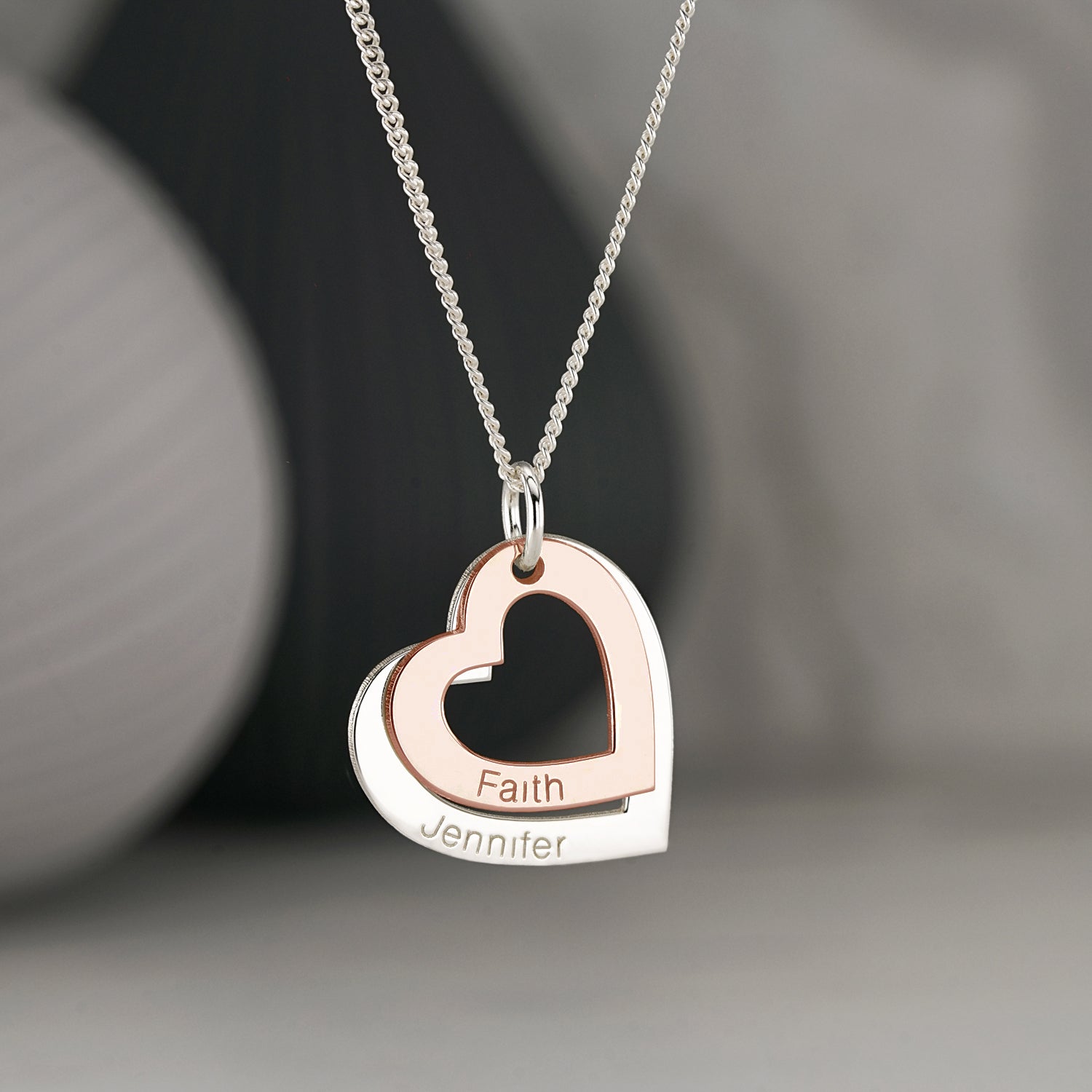 9ct Gold Personalised Two Hearts Necklace