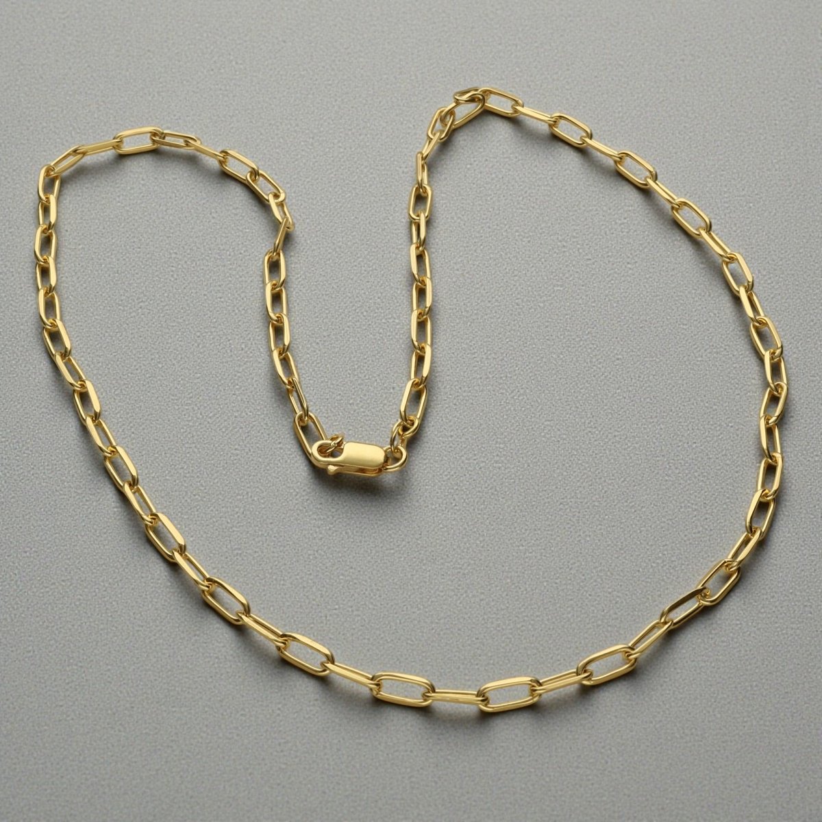 9ct Yellow Gold Plated Paper Clip Link Chain - Love Silver Jewellery