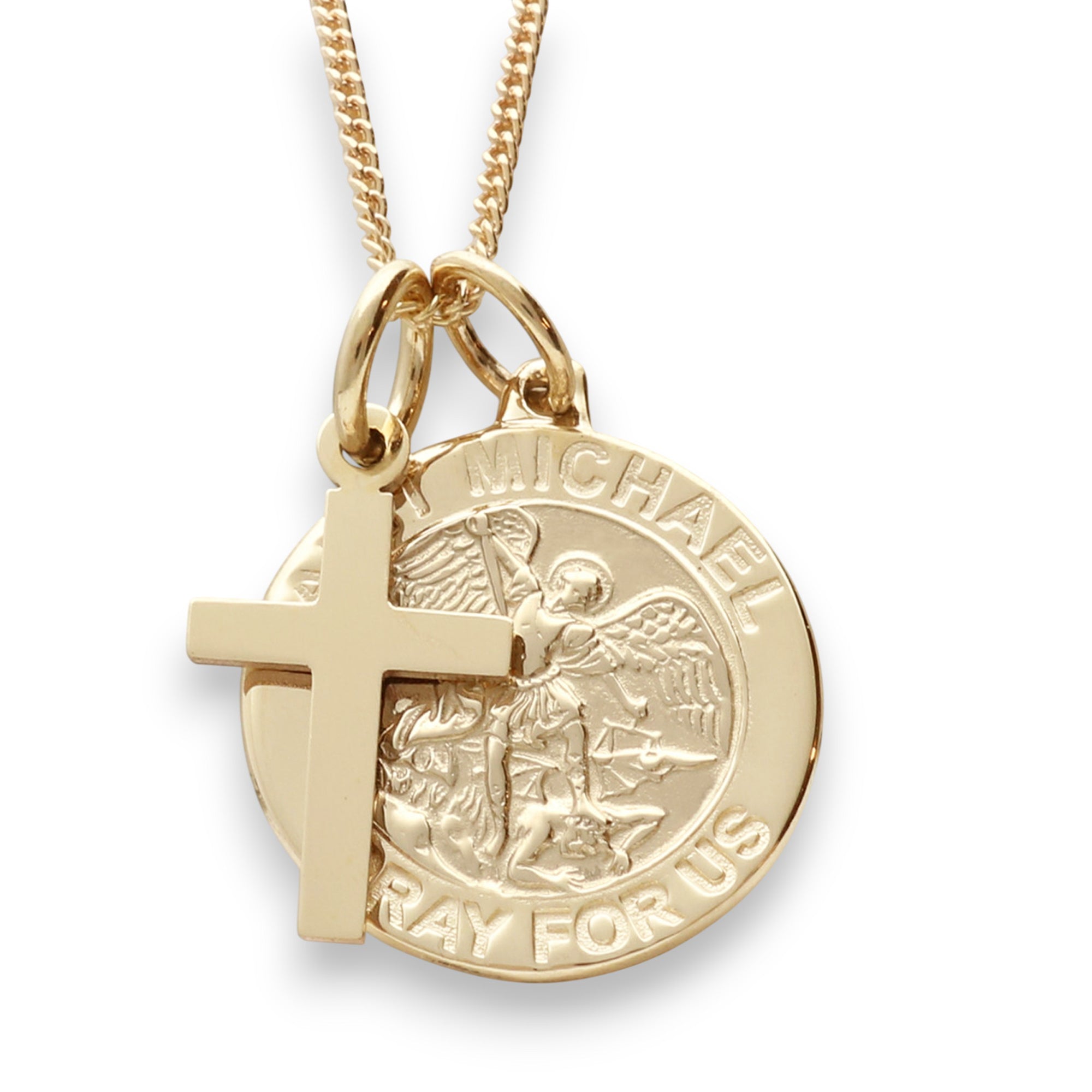 9ct Yellow Gold St Michael Pendant With Optional Engraving and Chain