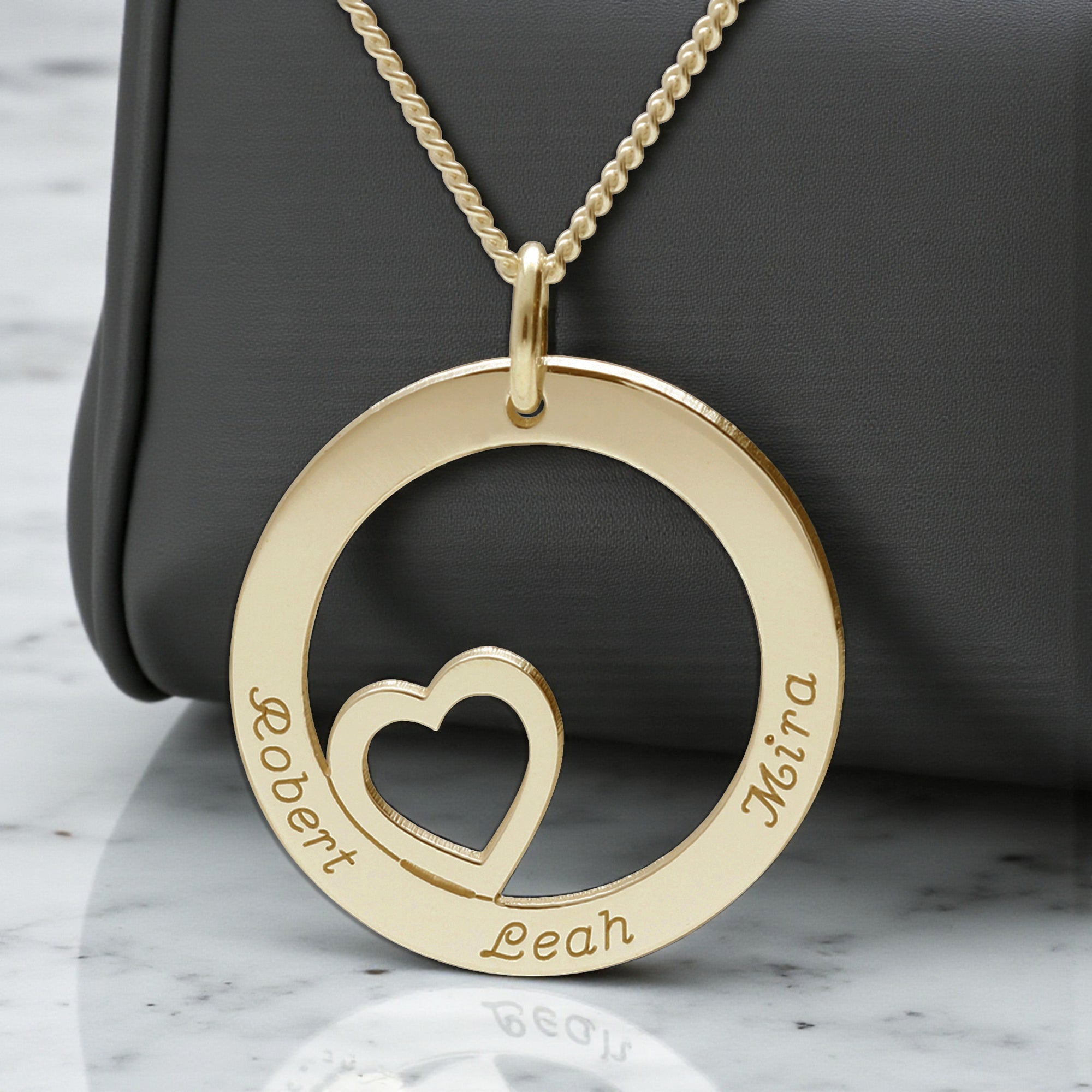 Yellow Gold Plated Heart Disc Personalised Necklace