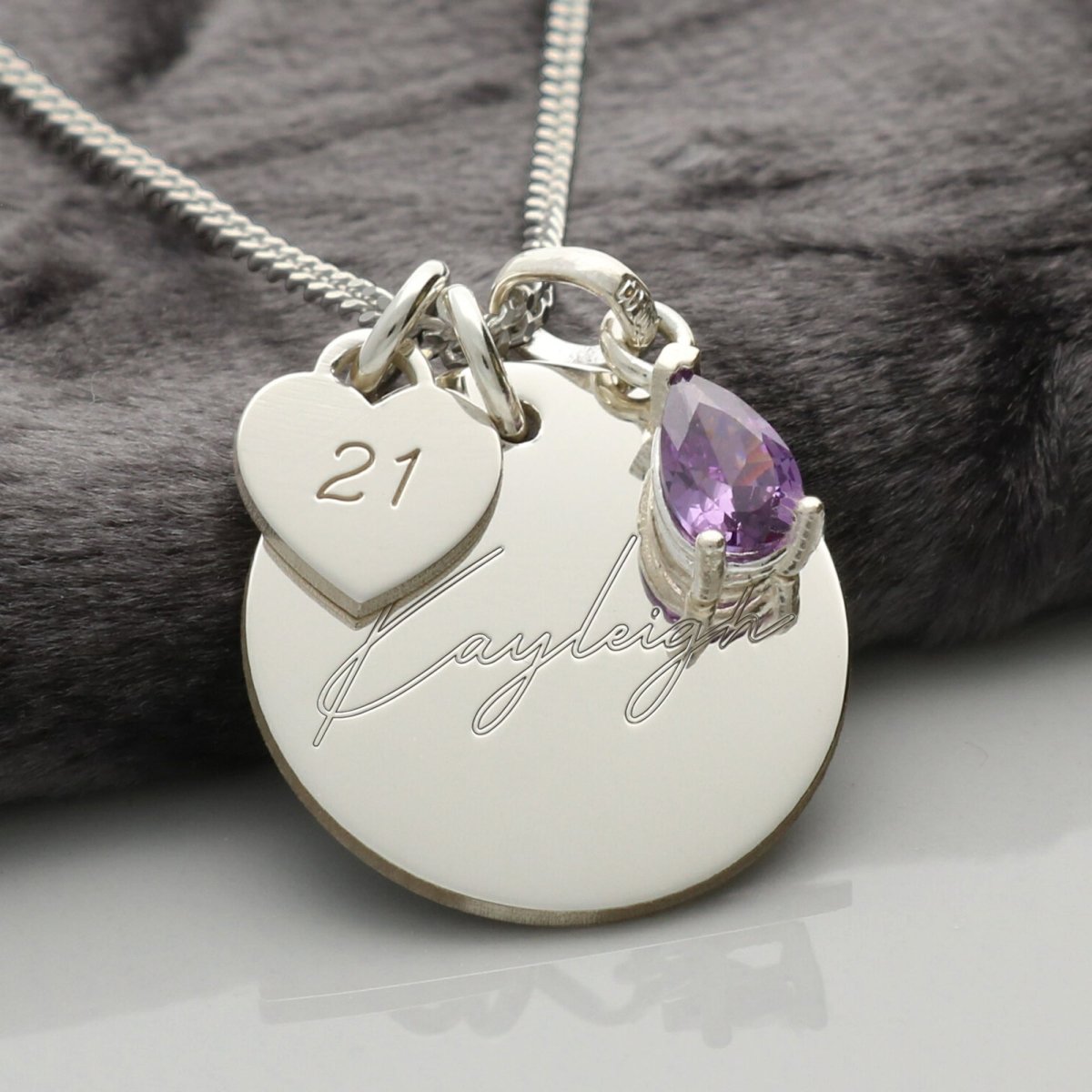 Sterling Silver Personalised Birthday Necklace With Teardrop Birthstone Charm - Love Silver Jewellery