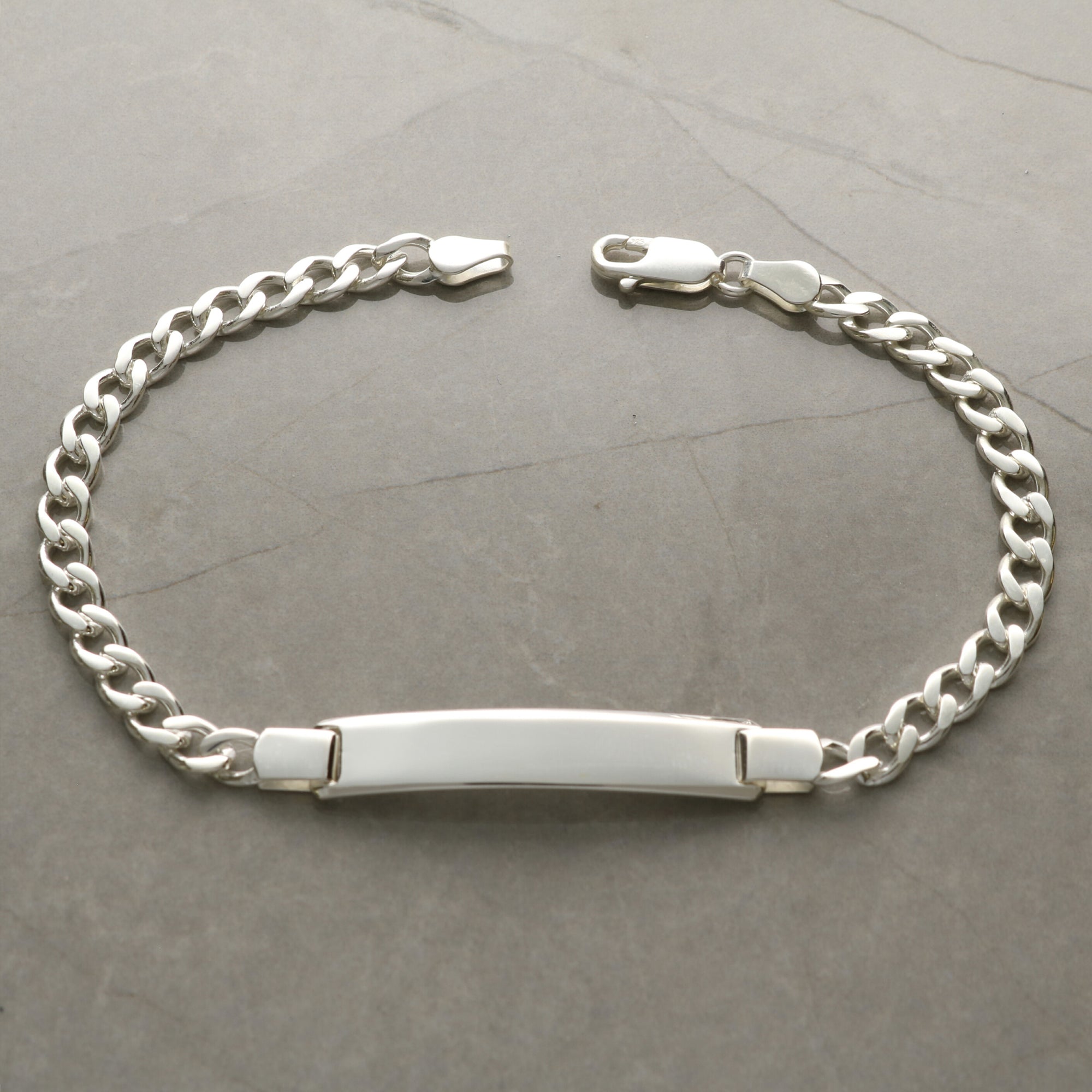 Sterling Silver Mens Slim ID Bracelet With Optional Engraving