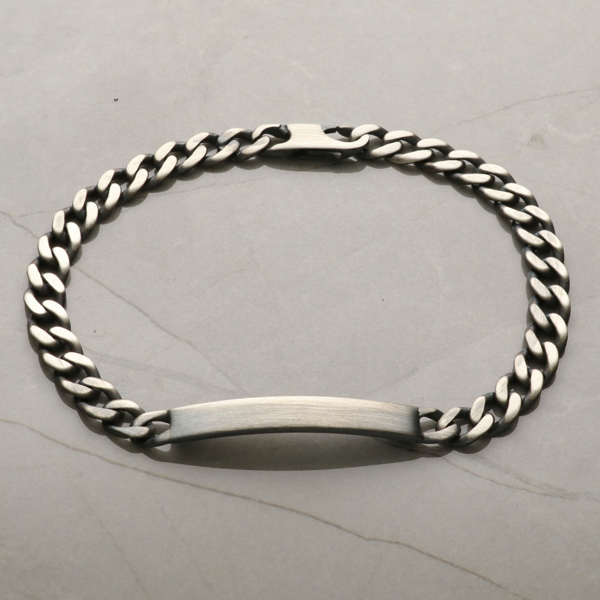 Slimline ID Bracelet in Antique Finish Sterling Silver With Optional Engraving