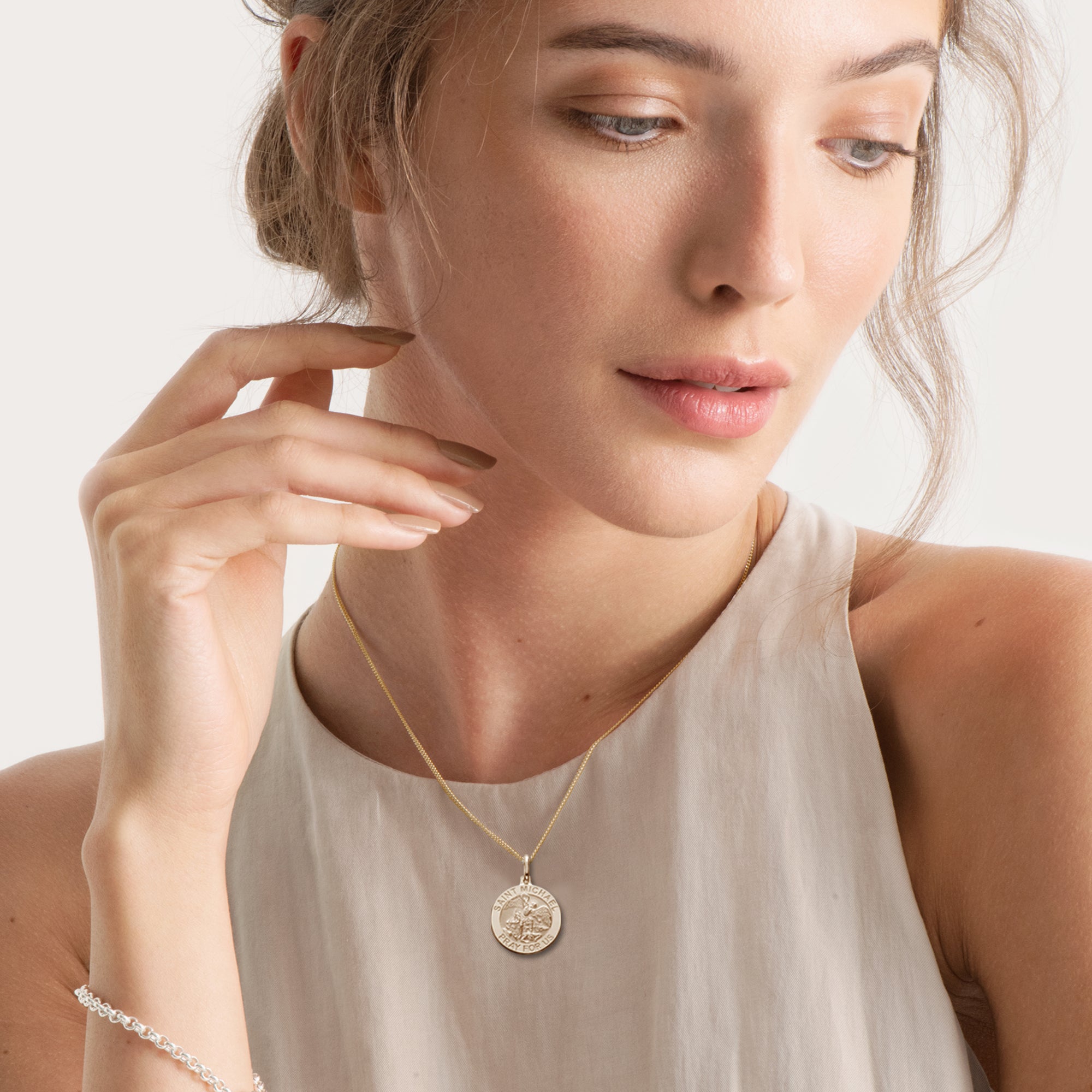 9ct Yellow Gold St Michael Pendant With Optional Engraving and Chain