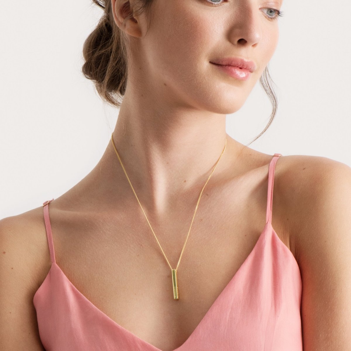 3D Engraved Name Bar Pendant With Chain - Love Silver Jewellery