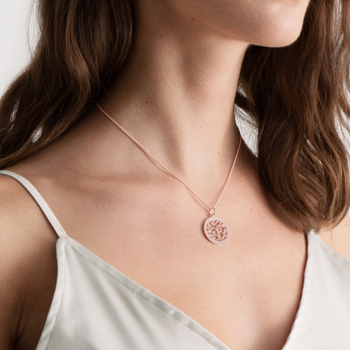 9ct Rose Gold Filigree Tree of Life Disc Personalised Family Necklace - Love Silver Jewellery