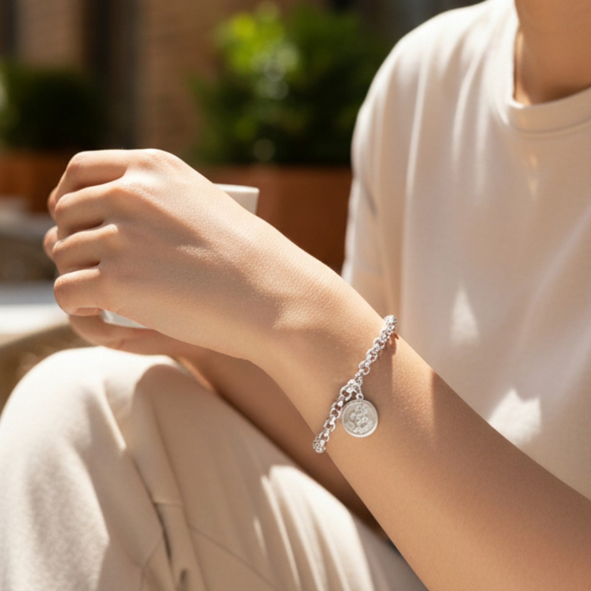 Sterling Silver Belcher T-Bar Bracelet With St Christopher Charm & Optional Engraving