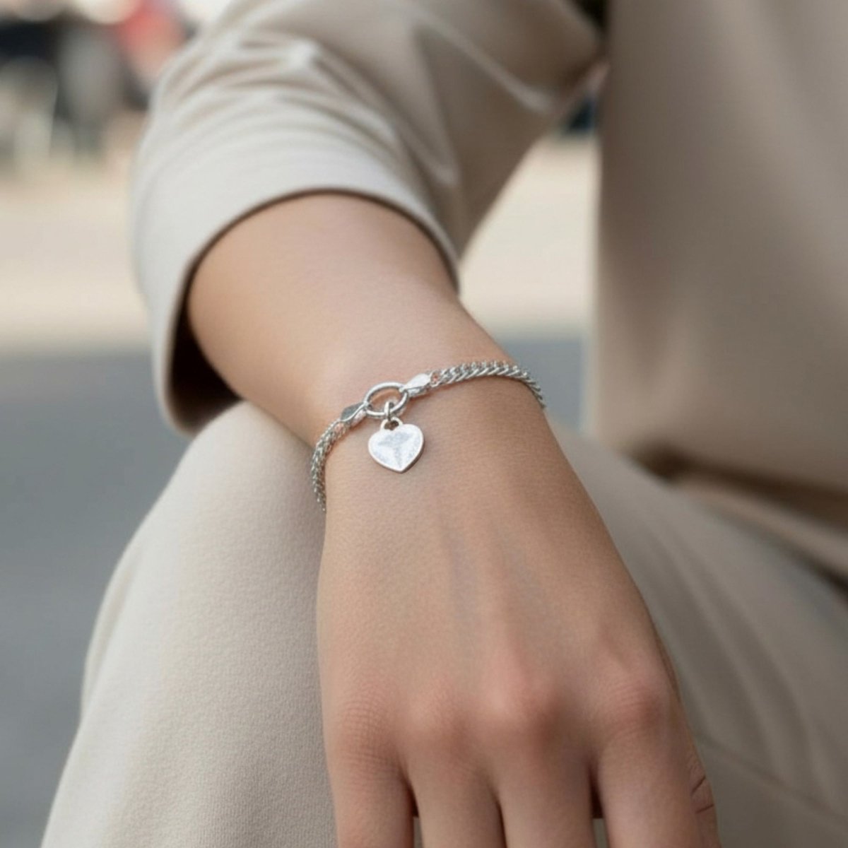 Sterling Silver Medical Alert Heart Charm Double Curb Bracelet - Love Silver Jewellery