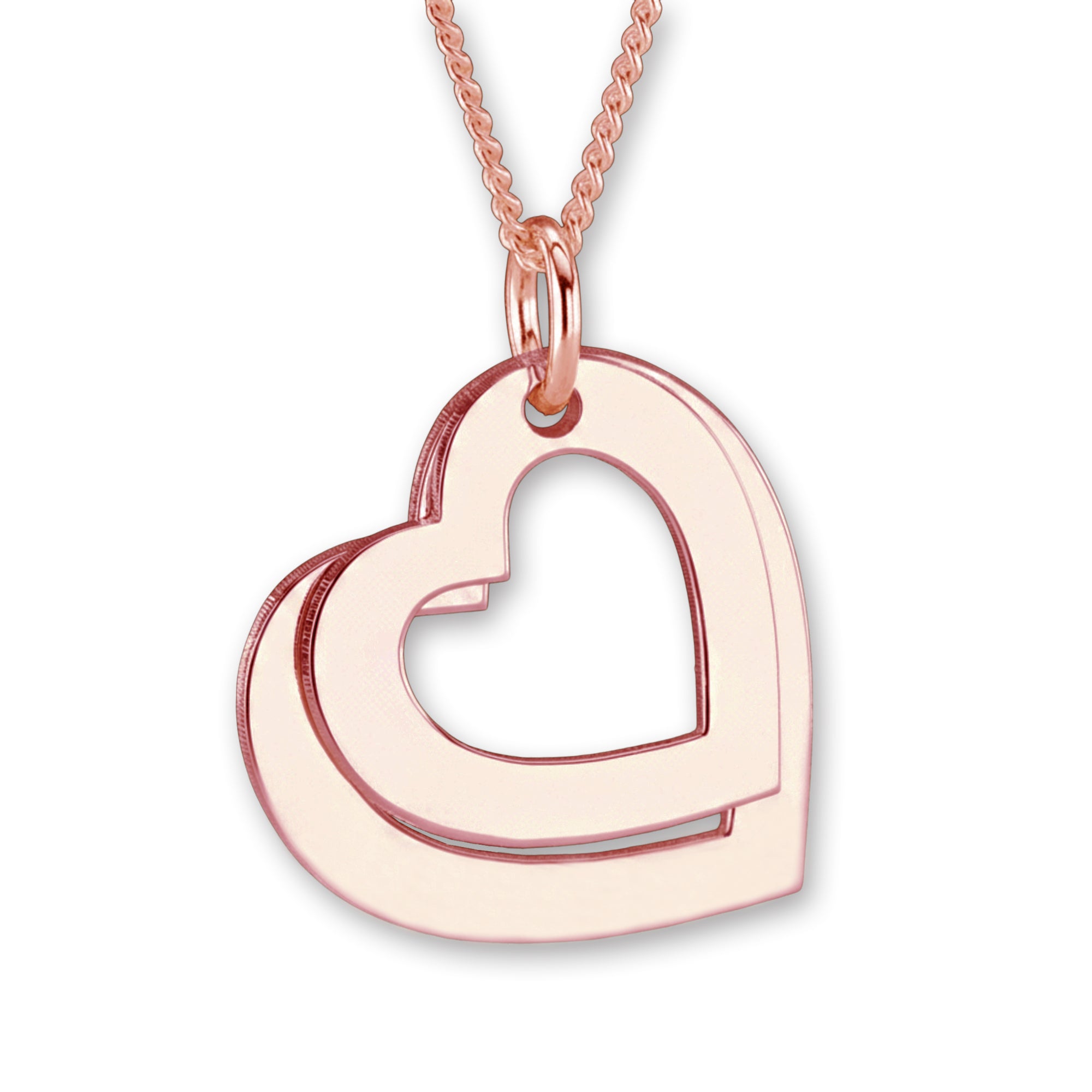 9ct Rose Gold Plated Personalised Two Hearts Necklace