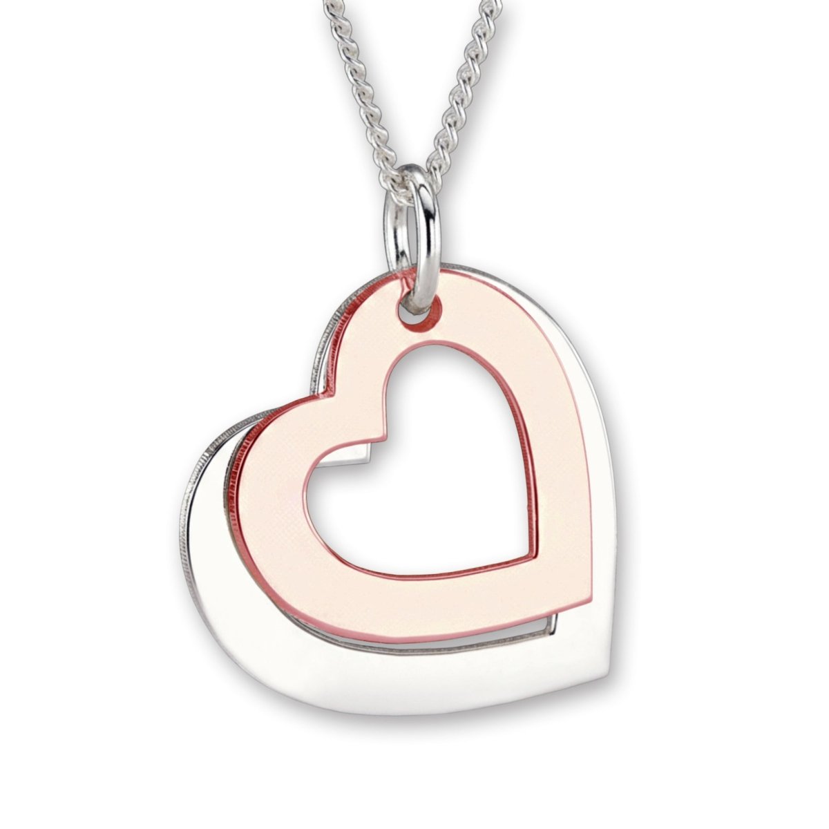 9ct Gold Plated Personalised Hearts Necklace - Love Silver Jewellery