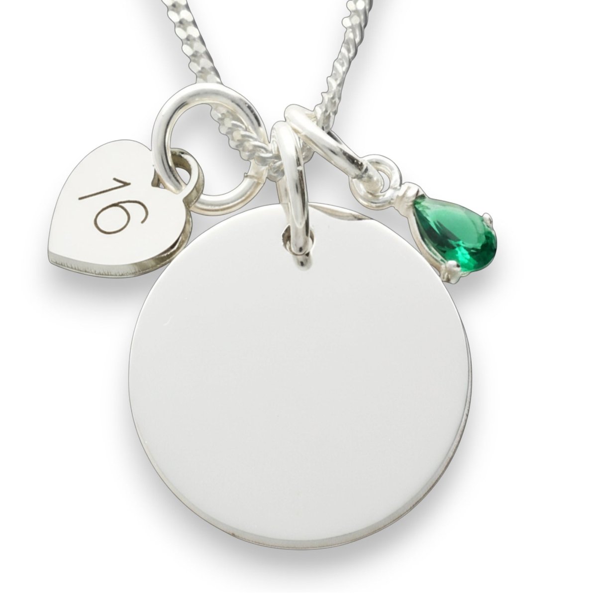 Sterling Silver Personalised Birthday Necklace With Teardrop Birthstone Charm - Love Silver Jewellery