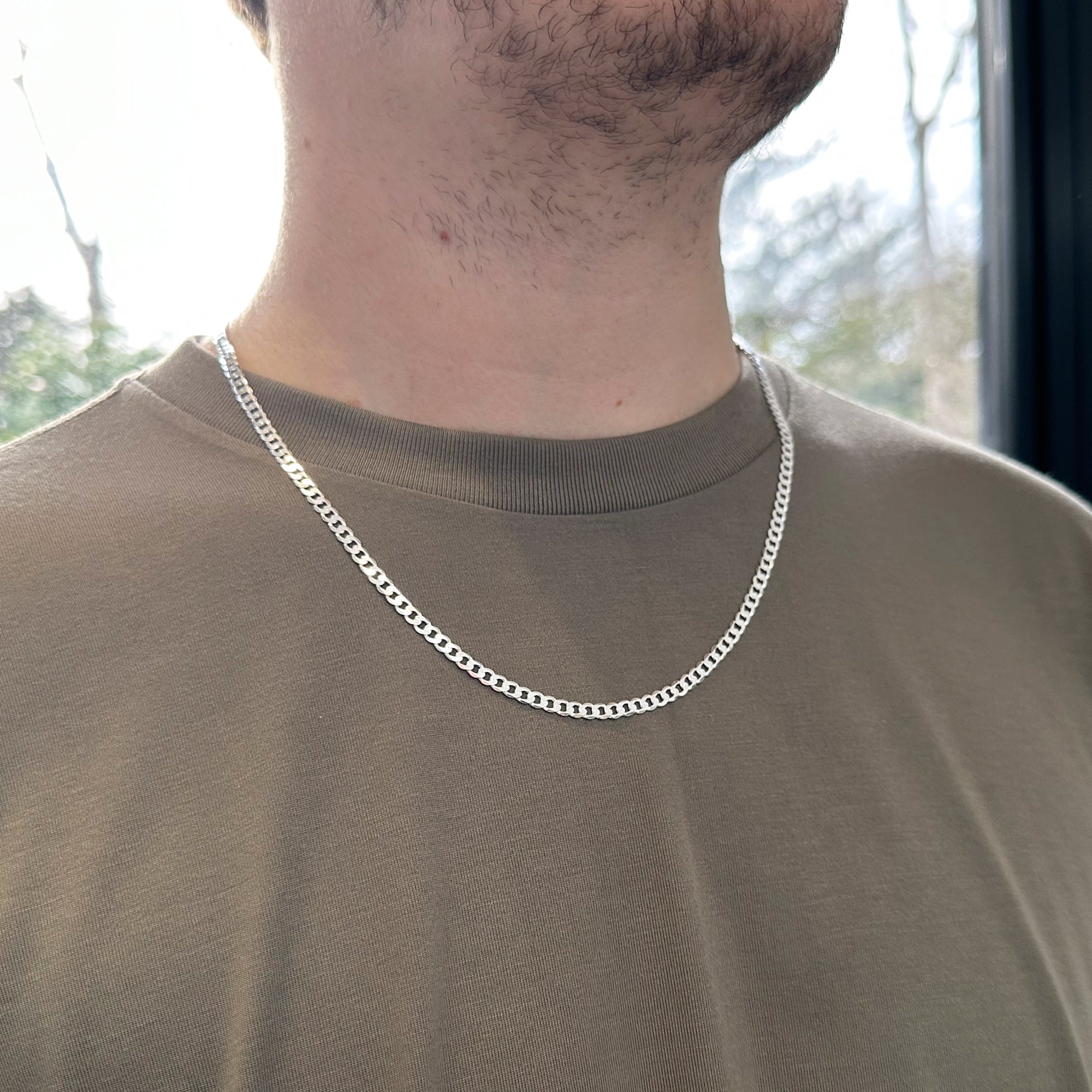 Sterling Silver 4.2mm Diamond Cut Curb Chain