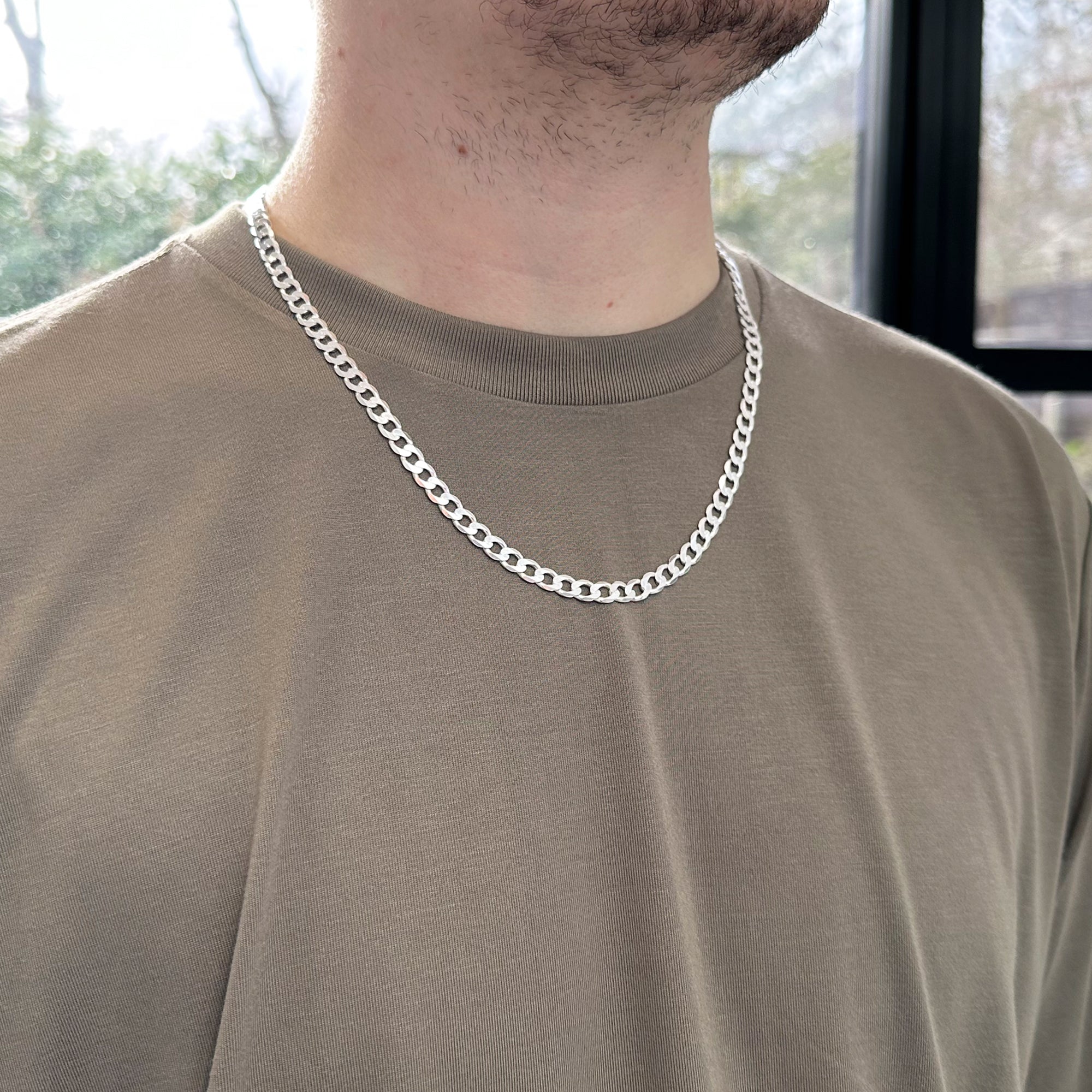 Sterling Silver 6mm Diamond Cut Curb Chain