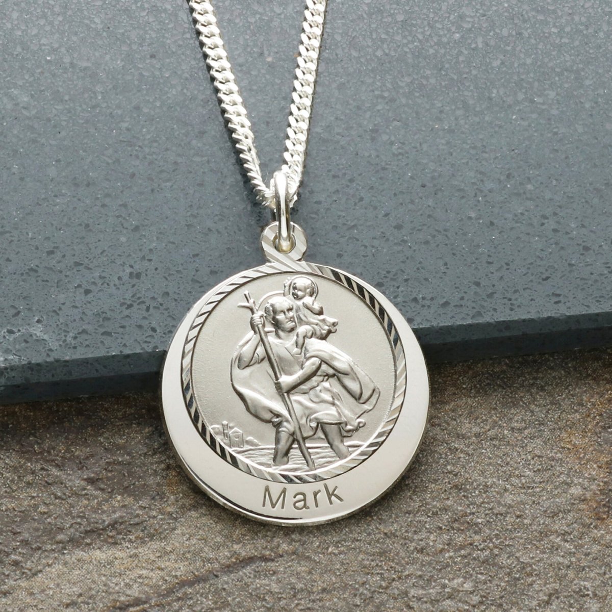 Sterling Silver Personalised St Christopher With Concealed Travellers Prayer - Love Silver Jewellery