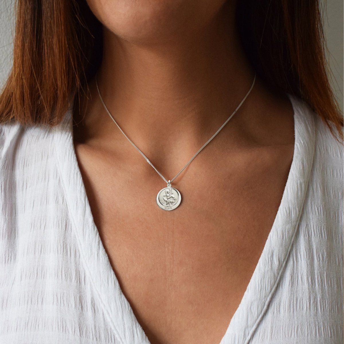 Sterling Silver Personalised St Christopher With Concealed Travellers Prayer - Love Silver Jewellery