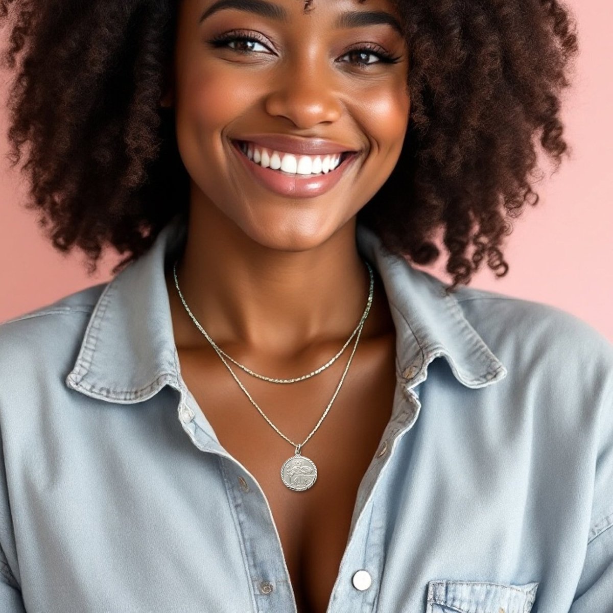 Sterling Silver Diamond Cut 19mm St Christopher Pendant With Optional Engraving and Chain - Love Silver Jewellery