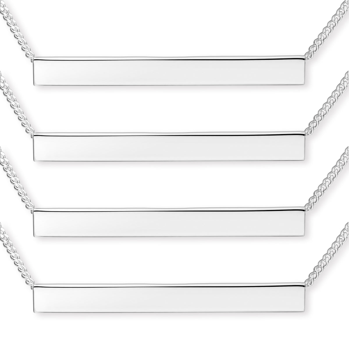 3D Horizontal Engraved Name Bar Pendant With Chain
