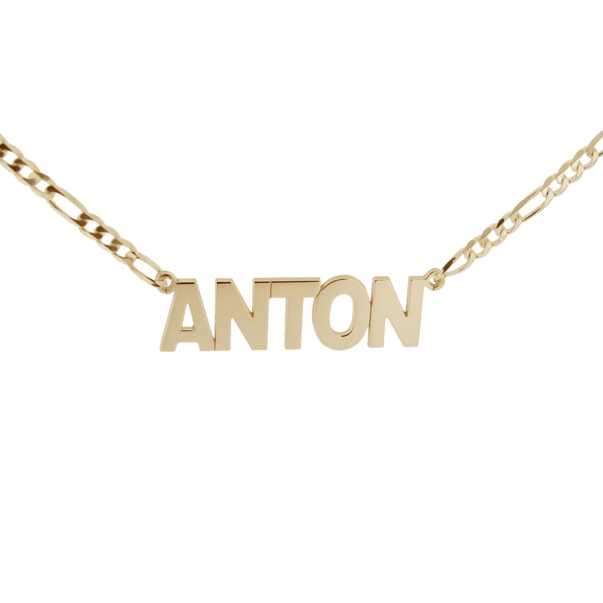 9ct Yellow Gold Vermeil Mens Block Style Large Personalised Name Necklace