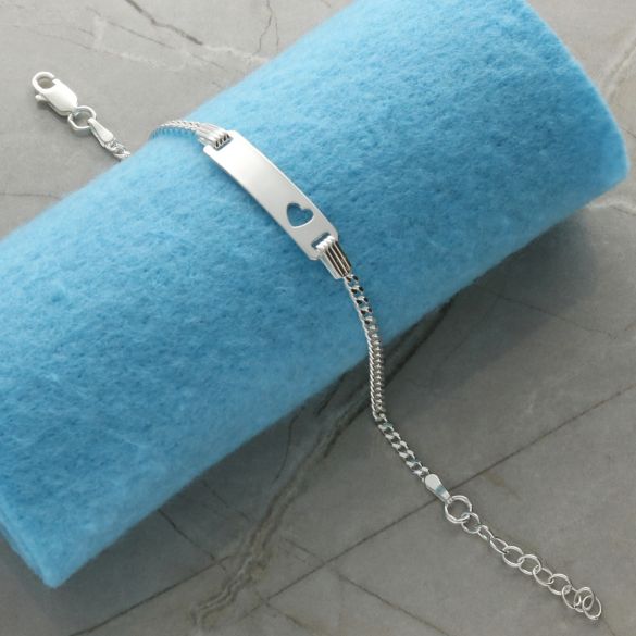 Sterling Silver Baby and Children's Heart ID Bracelet With Optional Engraving