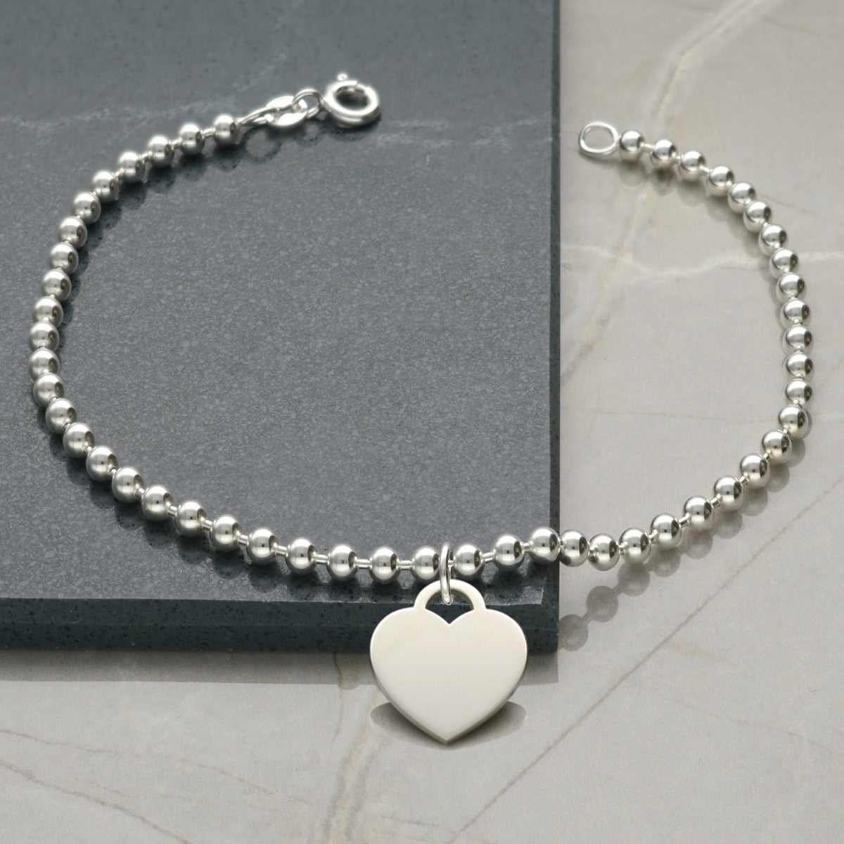 Sterling Silver Bead Ball Anklet With Your Choice of Charm