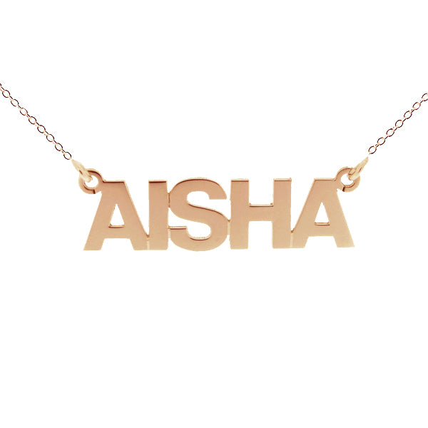 9ct Rose Gold Block Style Personalised Name Necklace
