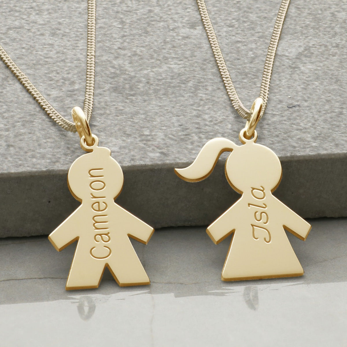 9ct Yellow Gold Vermeil Boy Or Girl Pendant With Name & Optional Chain