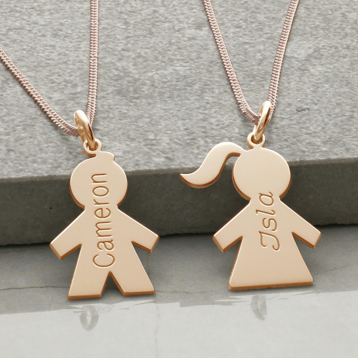 9ct Rose Gold Vermeil Engraved Boy Or Girl Pendant & Optional Chain