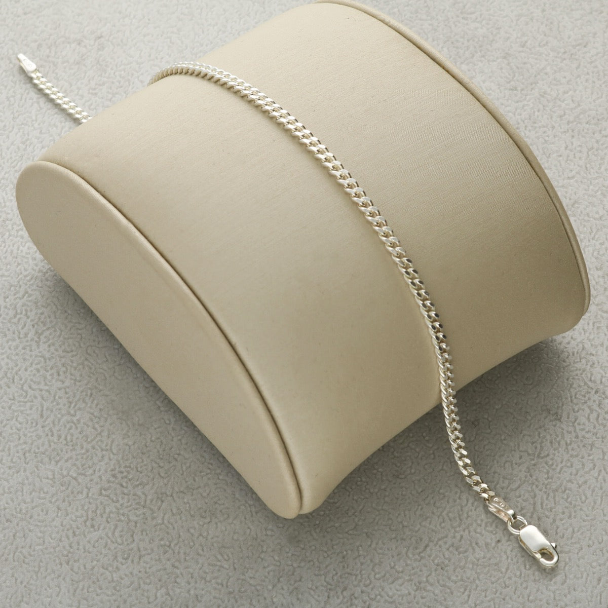 Sterling Silver 2.5mm Diamond Cut Curb Chain Bracelet For Women