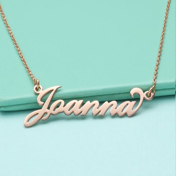 9ct Rose Gold Vermeil Carrie Style Personalised Name Necklace with Curl
